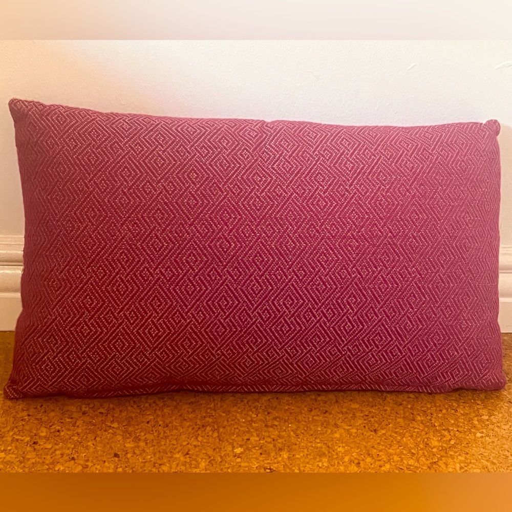 lumbar pillow with down and feathers insert diamond herringbone magenta